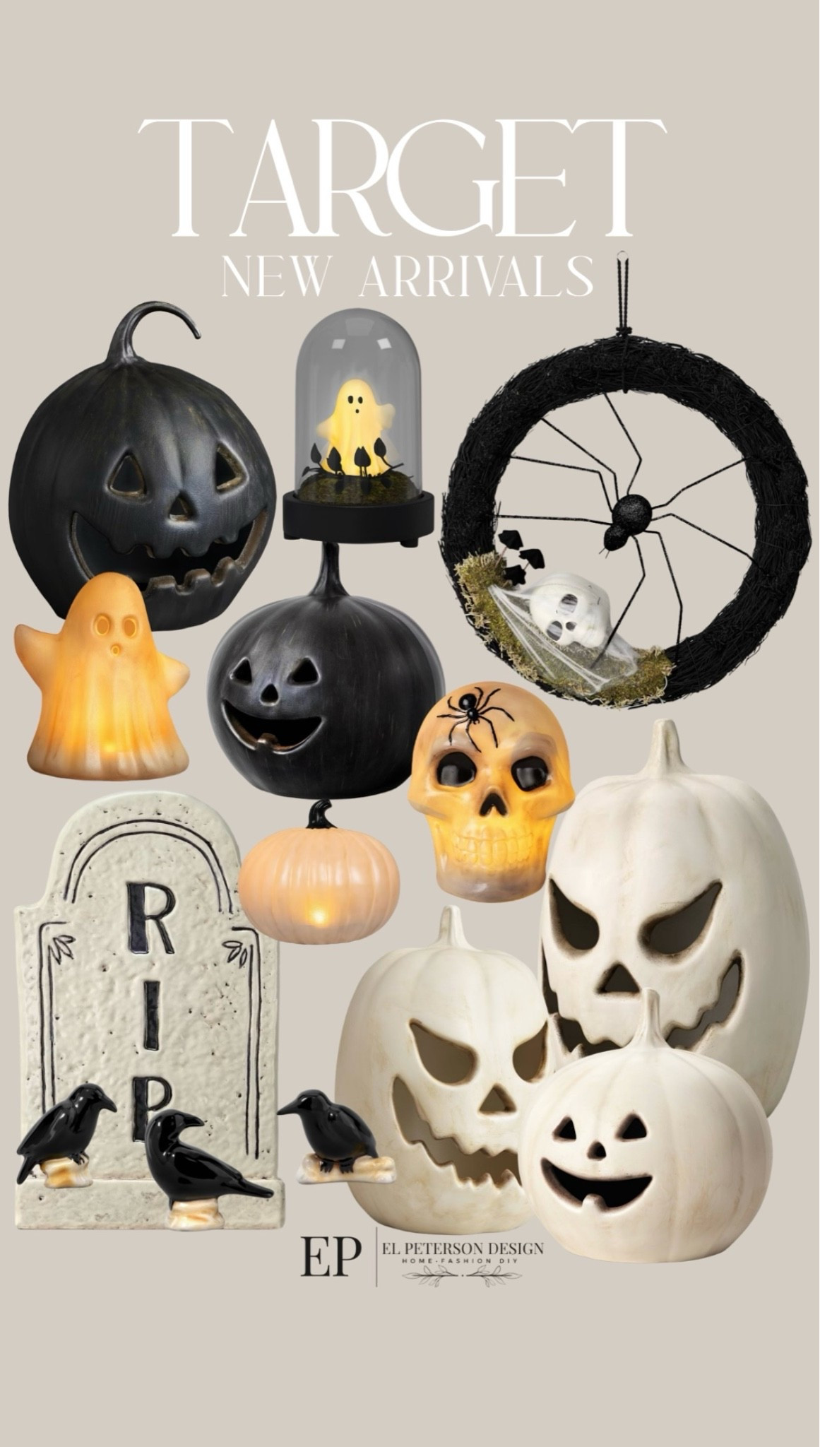 Target
New arrivals
Jack-o-lantern 
Wreath
Ghost
Tombstone 
Crows 🐦‍⬛