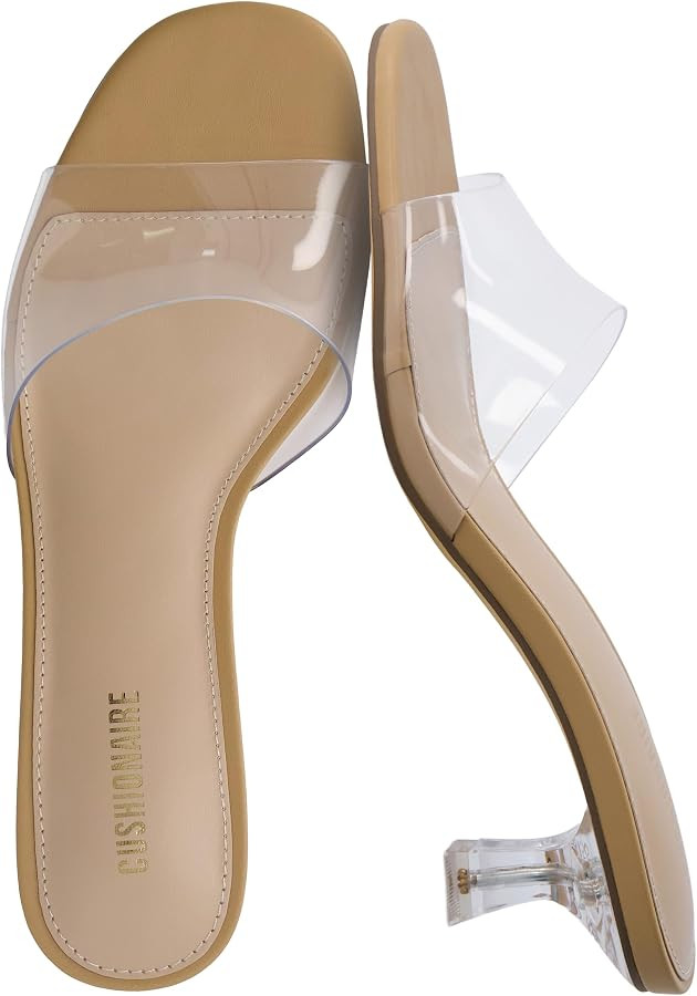 CUSHIONAIRE Doral Clear Kitten Heels for Women, Slip-On Open Toe Dress Sandals with Cushioned Foo... | Amazon (US)