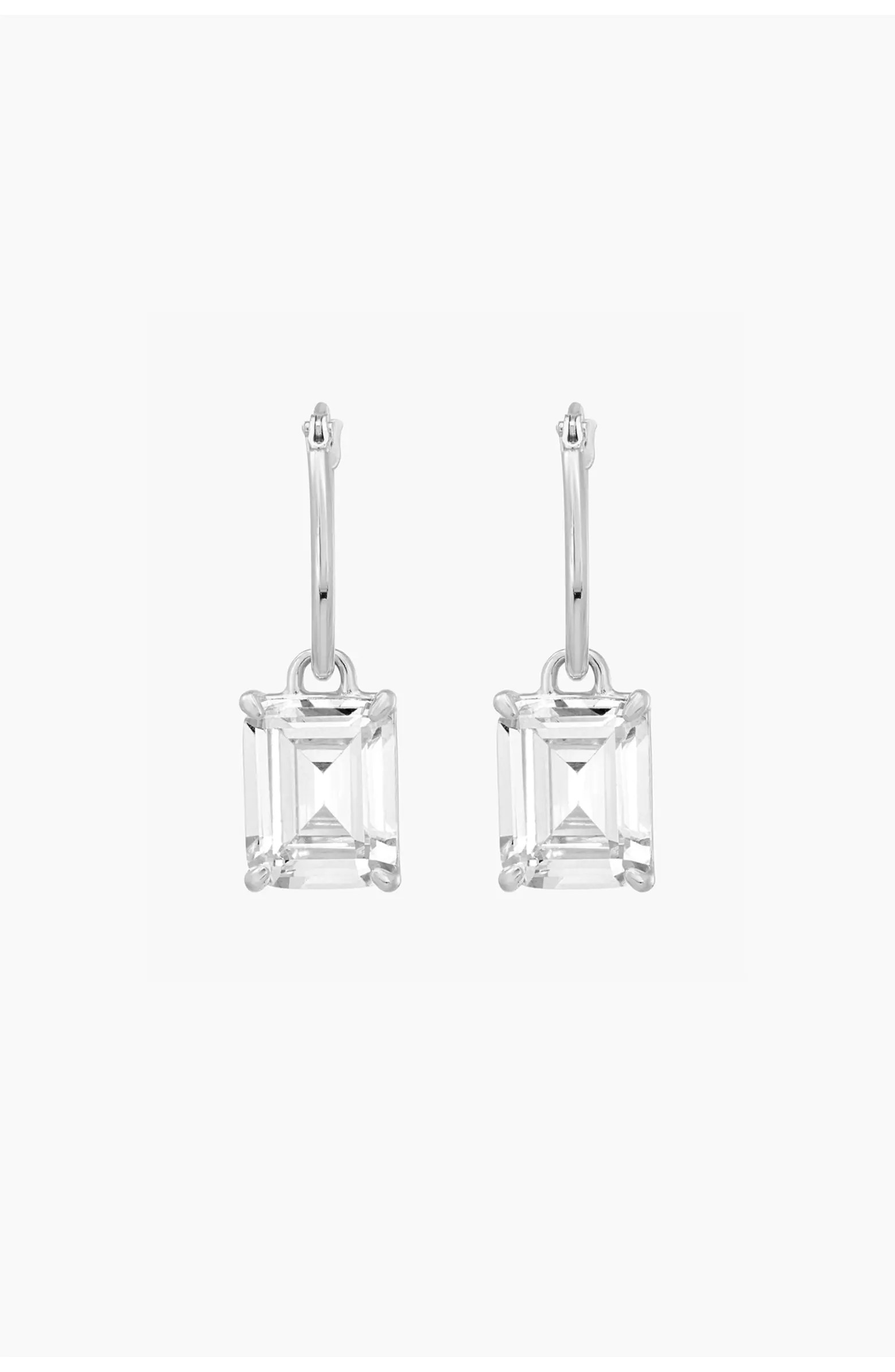 Sterling Silver 18k Gold Plated Sparkle Dangling Pendant Hoop Earrings | Nordstrom