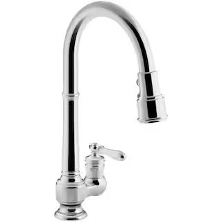 Artifacts Single-Handle Pull-Down Sprayer Kitchen Faucet in Polished Chrome | The Home Depot