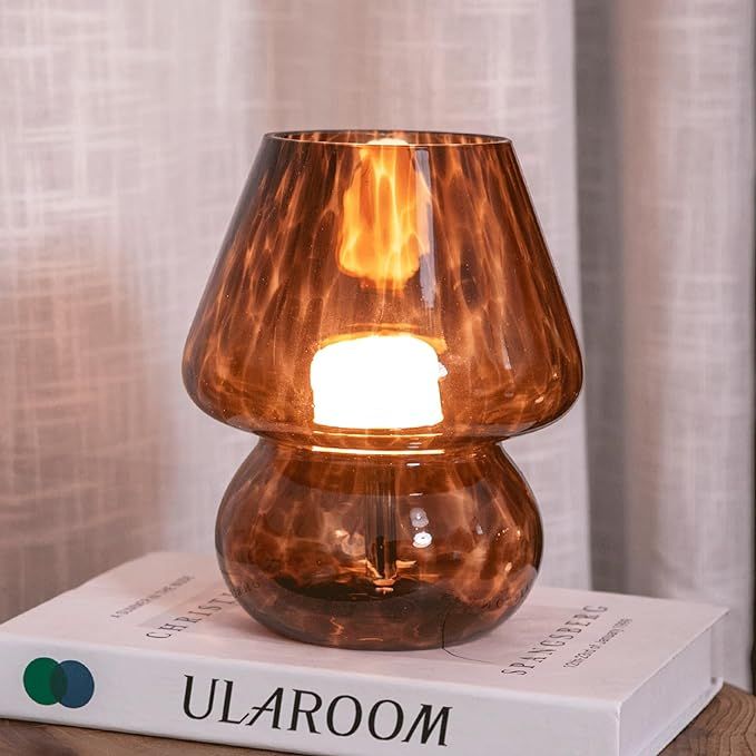 ULAROOM Mushroom Lamp Small Bedside Table Lamp with 3 Temperature LED Bulb, USB Portable Free Dim... | Amazon (US)