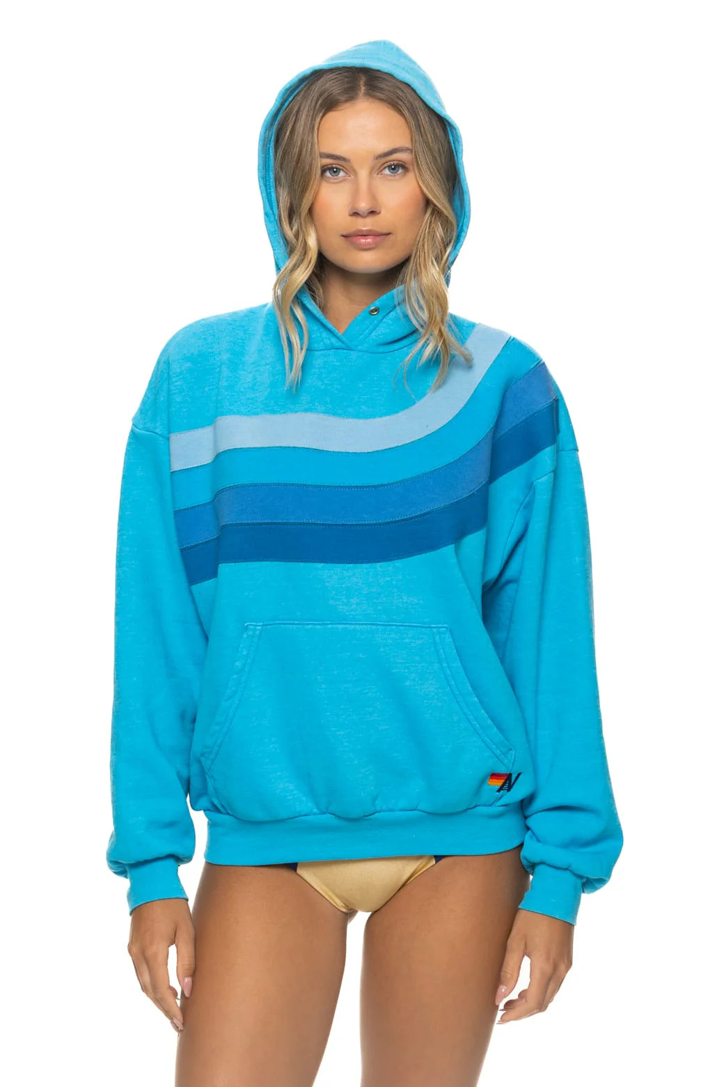 WAVE STRIPE 4 PULLOVER HOODIE RELAXED - NEON BLUE // NEON BLUE | Aviator Nation