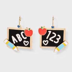 Teacher ABC Chalk Board Earrings - Multicolor | Target