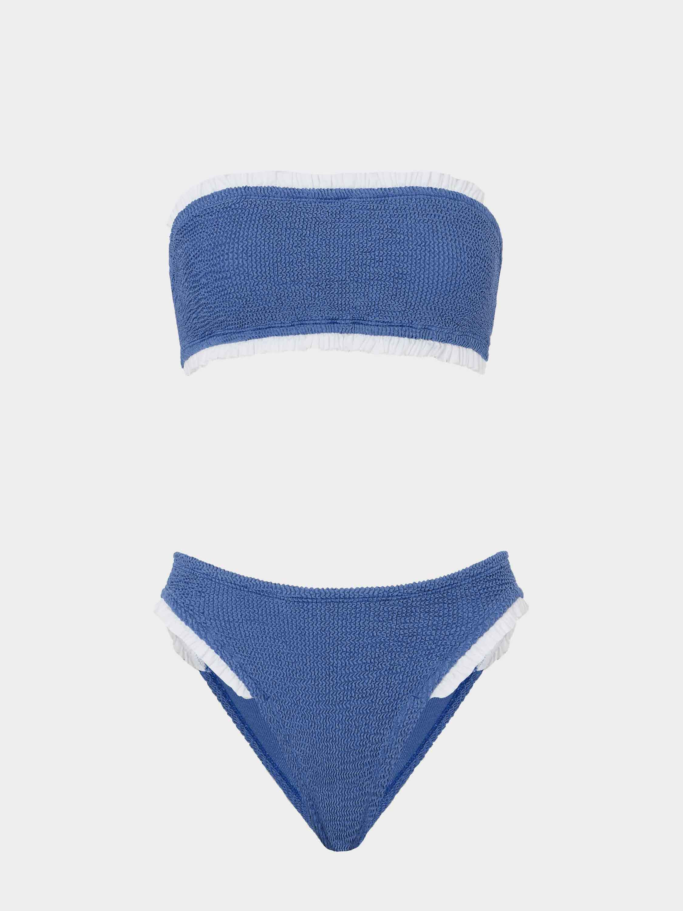 Tracey Frill Bikini - Metallic Denim | One Size Swimwear | Hunza G - Metallic Denim / One size | HUNZA G