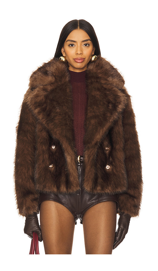 Adrienne Landau The Cornelia Faux Fur Peacoat in Chocolate. Taglia L. Also in M, S. | Revolve Clothing (Global)