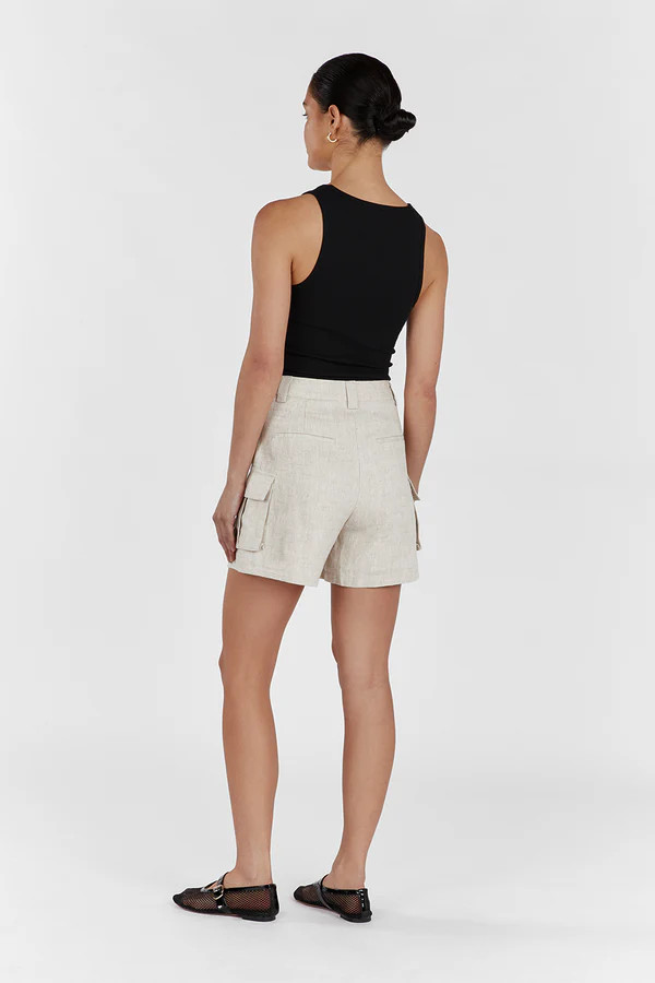 INGRID NATURAL LINEN CARGO SHORT | DISSH