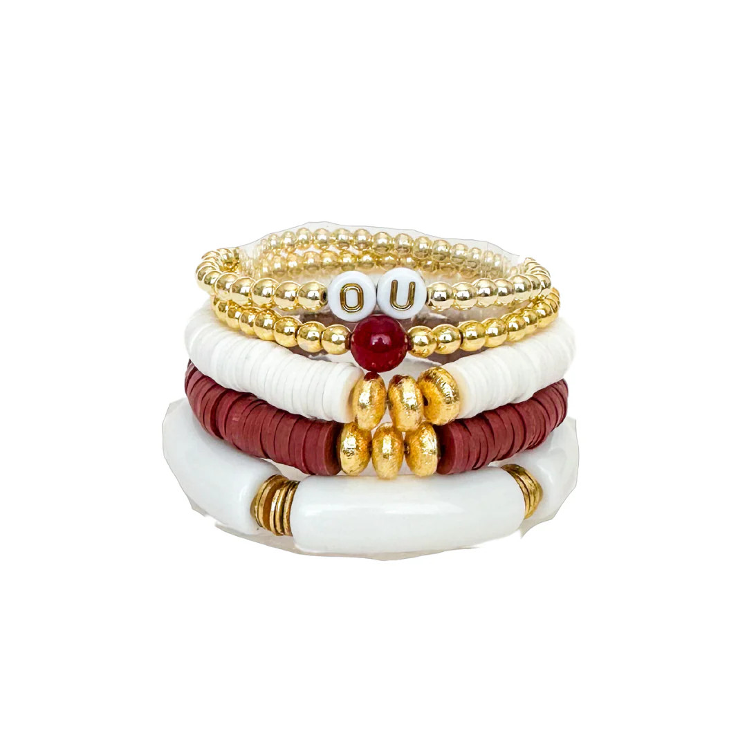 Crimson and White Stack | Cocos Beads and Co