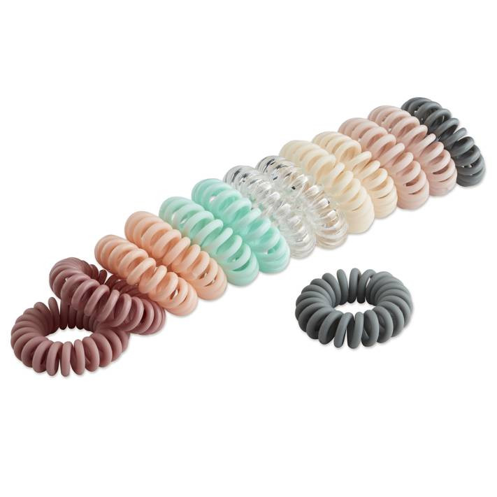Scunci No Damage Plastic Coiled Hair Ties, Assorted Matte and Glossy Pastels, 14ct | Walmart (US)