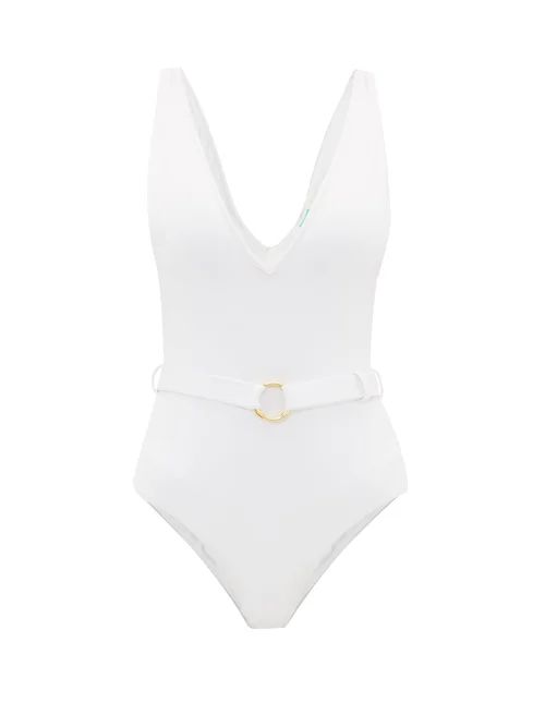 Melissa Odabash - Belize Plunge-neck Belted Swimsuit - Womens - White | Matches (US)