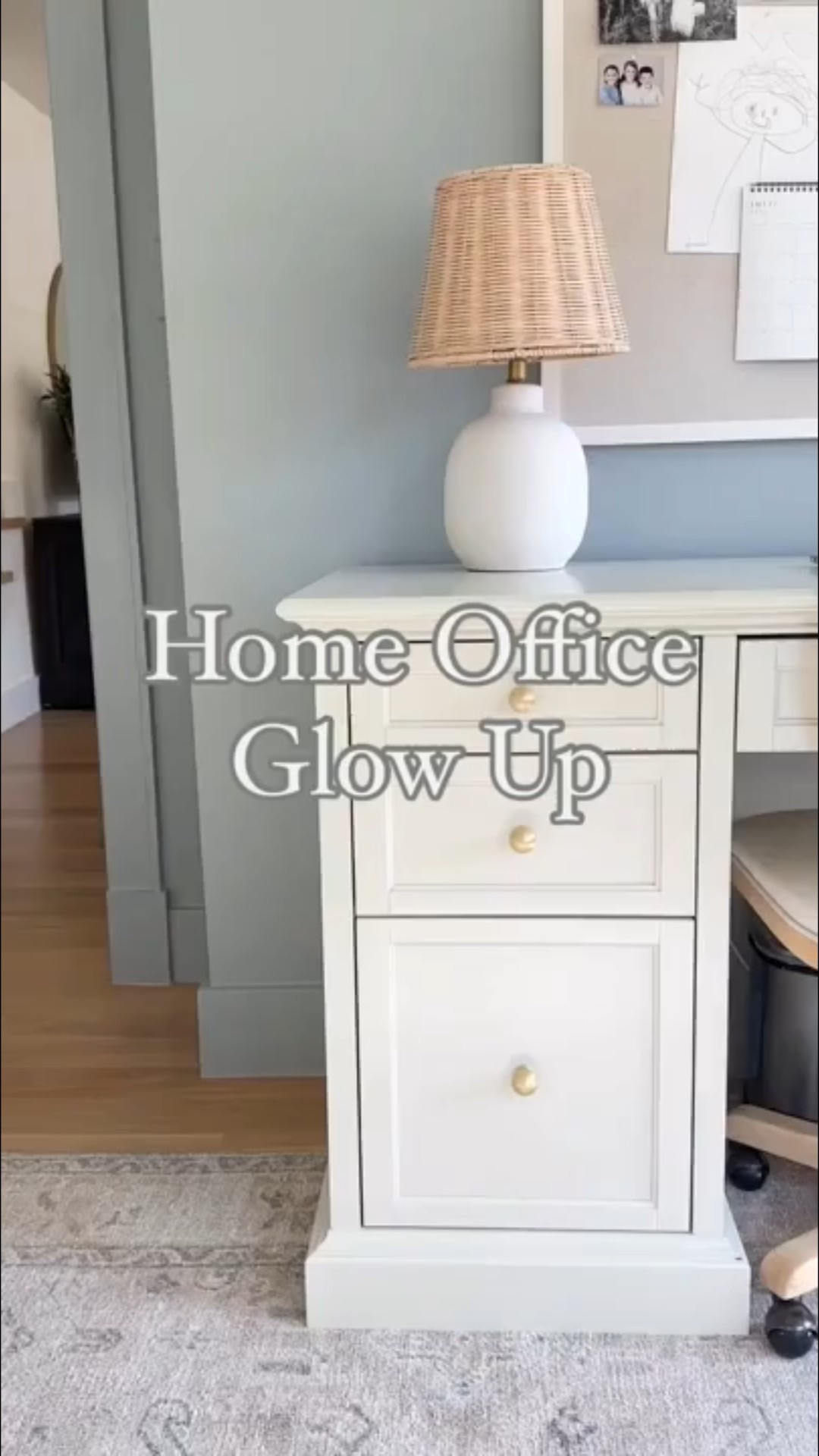 Home office views! I switched the knobs out on my off-white executive desk from Home Depot. I love the amount of storage. This has including two file drawers. Paint color is Boothbay gray by Benjamin Moore. 

#LTKStyleTip #LTKFindsUnder100 #LTKHome