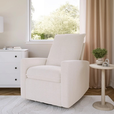 CorLiving Boucle Nursery Swivel Glider Recliner, White | Ashley Homestore
