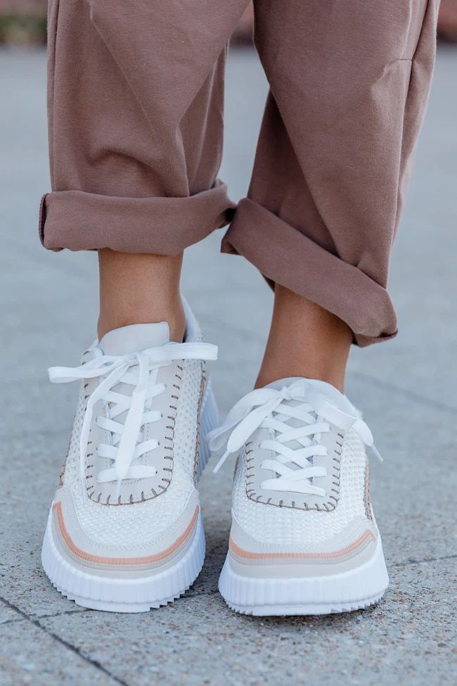 Quinn White Multi Woven Sneaker | Pink Lily