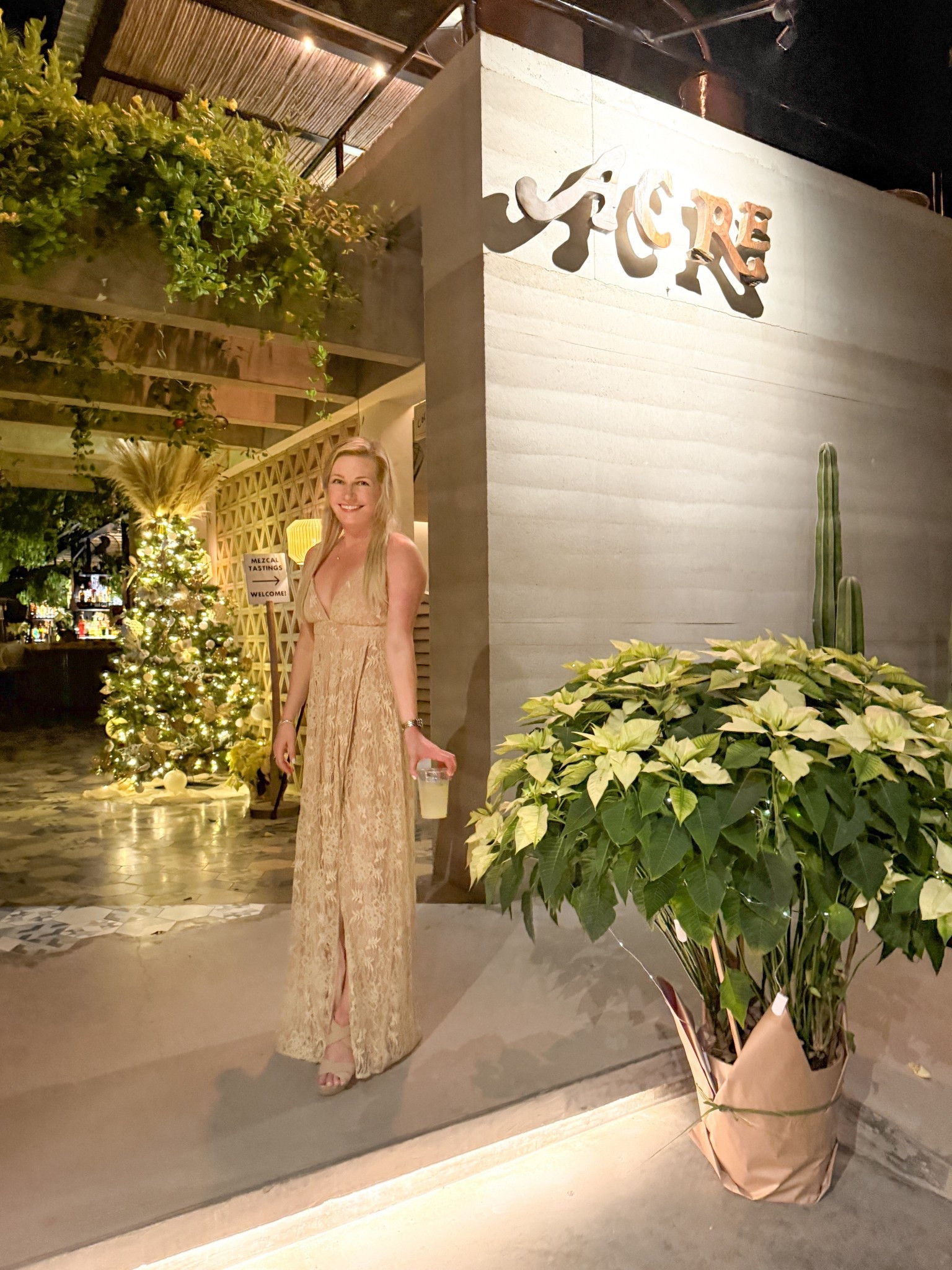 Golden hour at Acre ✨
This lace maxi is one of my favorite Cabo dinner dresses — lightweight, flattering, &amp; so easy to style with neutral wedges and a small clutch.

Linked this look (and similar options) so you can shop it for your next warm-weather trip.

Tap to shop the outfit 🤎

⸻
Cabo outfit, Cabo dinner outfit, Acre Cabo outfit, resort wear, gold lace maxi dress, neutral vacation outfit, warm weather dress, lace dress outfit, vacation date night outfit, beach vacation outfit, resort style, Cabo style, travel outfit inspo, summer maxi dress, neutral wedges outfit, vacation dress, resort dinner outfit, luxury travel style, effortless vacation outfit, elevated basics, destination restaurant outfit, Cabo date night looks, travel wardrobe staples 

#LTKTravel #LTKWedding