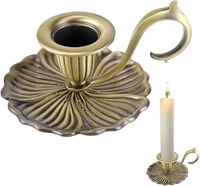 Vintage Candle Stick Holder, Handle Stand Iron Candle Stick Holder, Small Taper Candle Holder for... | Amazon (US)