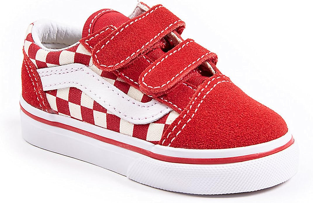 Vans Toddler Old Skool V (Primary Check) Racing Red/White VN0A38JNP0T Skate Shoe | Amazon (US)
