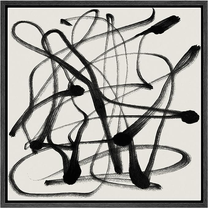 SIGNWIN Framed Canvas Print Wall Art Twisted Black Gray Paint Stroke Collage Abstract Shapes Illu... | Amazon (US)