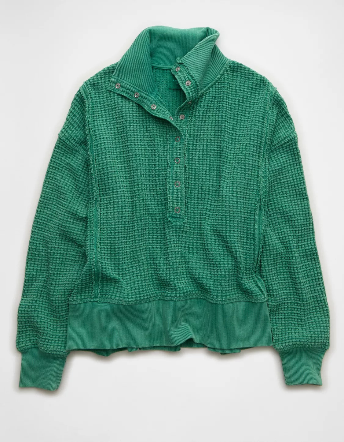 AE Big Hug Waffle Henley Sweatshirt | American Eagle Outfitters (US & CA)