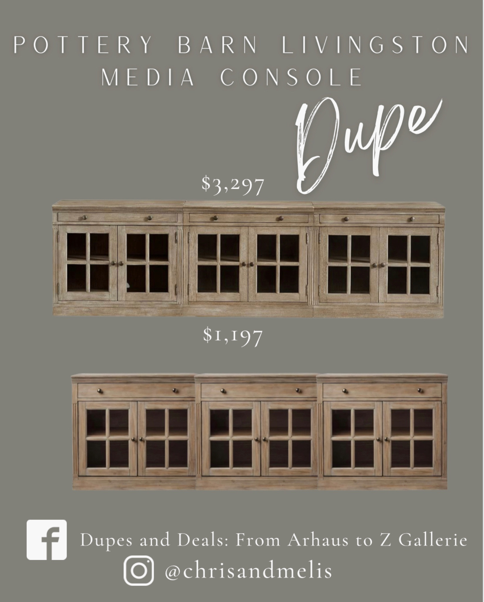 Pottery Barn Livingston Modular Media Console with Glass Cabinets dupe! About 1/3rd of the price when you consider delivery fees! 

#LTKsalealert #LTKhome
