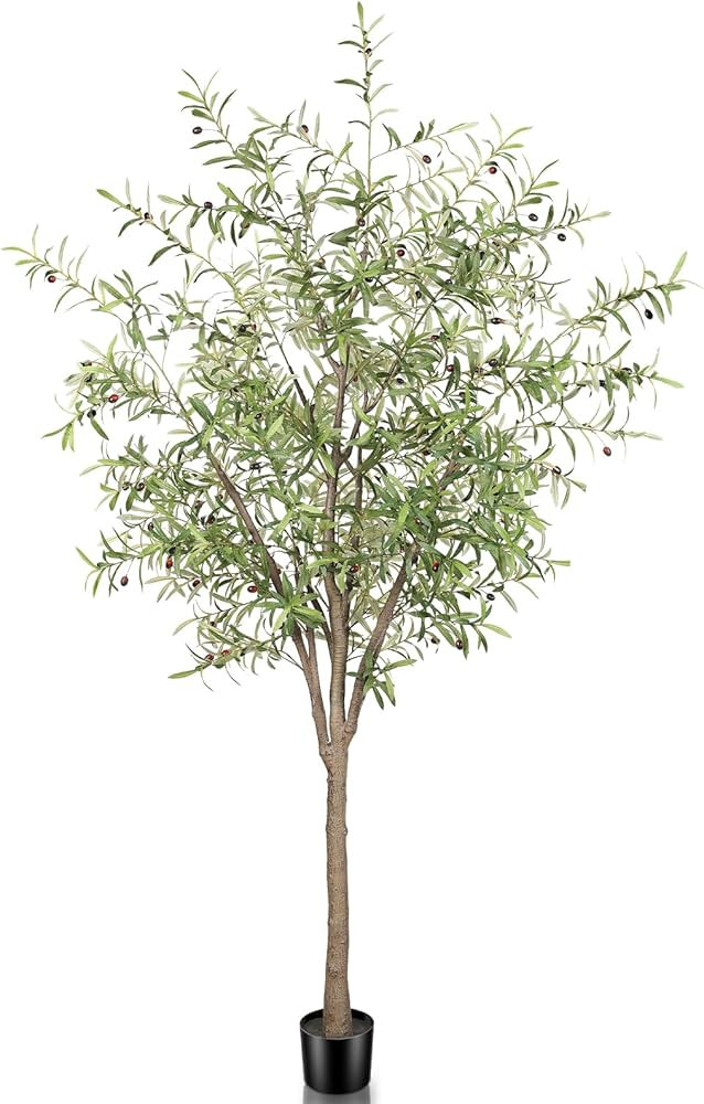 Faux Olive Tree 8ft - Tall Artificial Olive Trees 8 Feet (96") Indoor Large Fake Plants with Real... | Amazon (US)