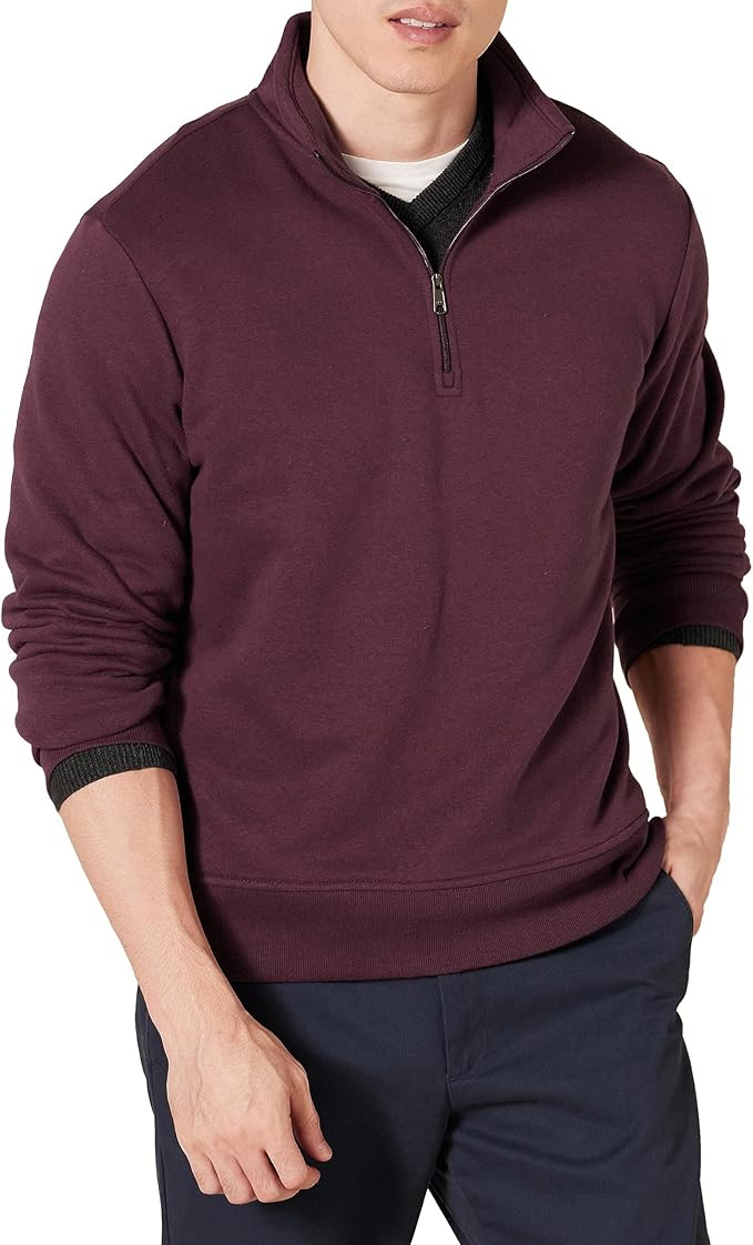 Amazon Essentials Men's Long-Sleeve Quarter-Zip Fleece Sweatshirt | Amazon (US)