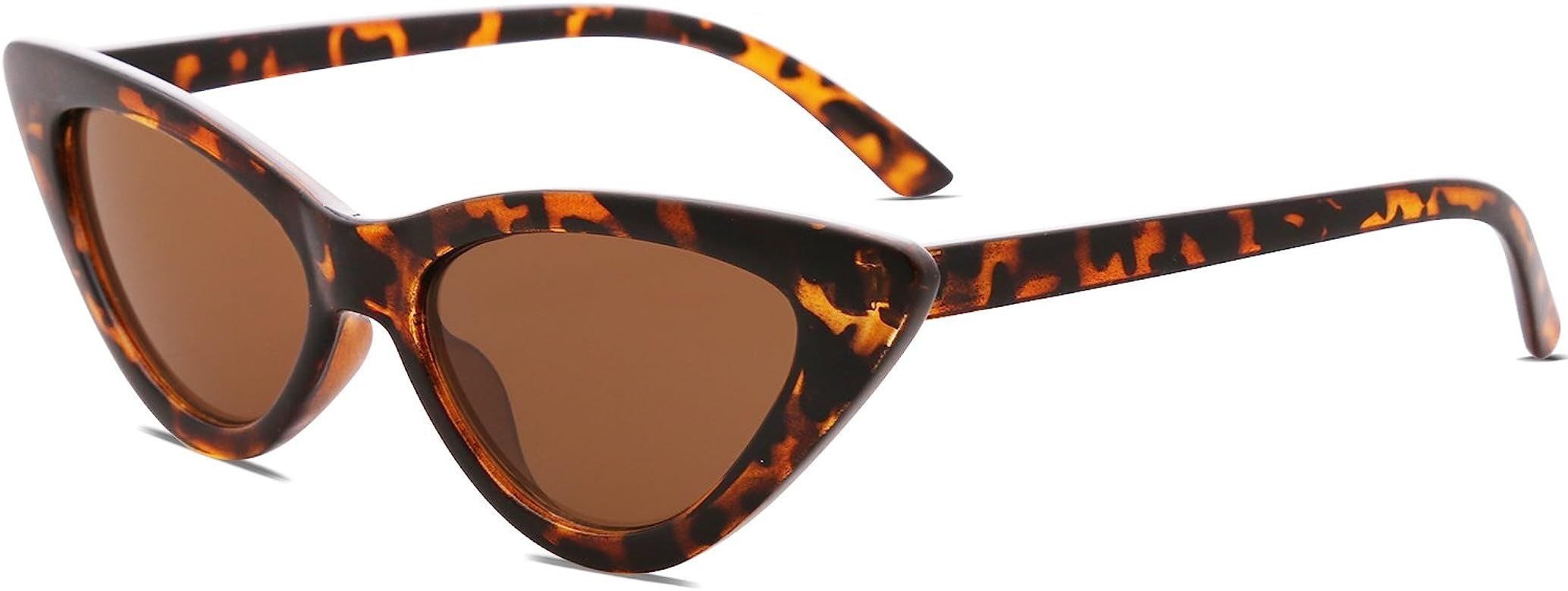 SOJOS Retro Vintage Narrow Cat Eye Sunglasses for Women Clout Goggles Plastic Frame Cardi B SJ2044 | Amazon (US)