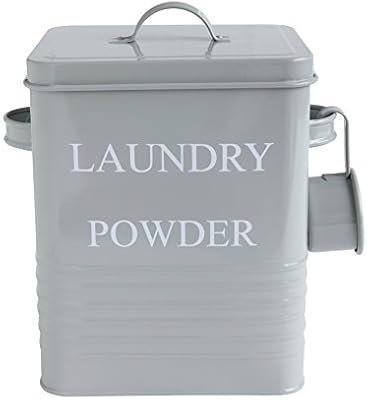 Bloomingville Metal Laundry Powder Bin With Lid And Scoop, Grey | Amazon (US)