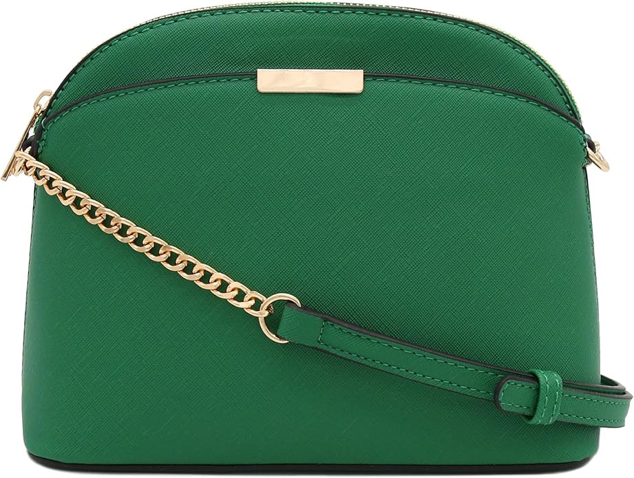 FashionPuzzle Saffiano Small Dome Crossbody bag with Chain Strap | Amazon (US)