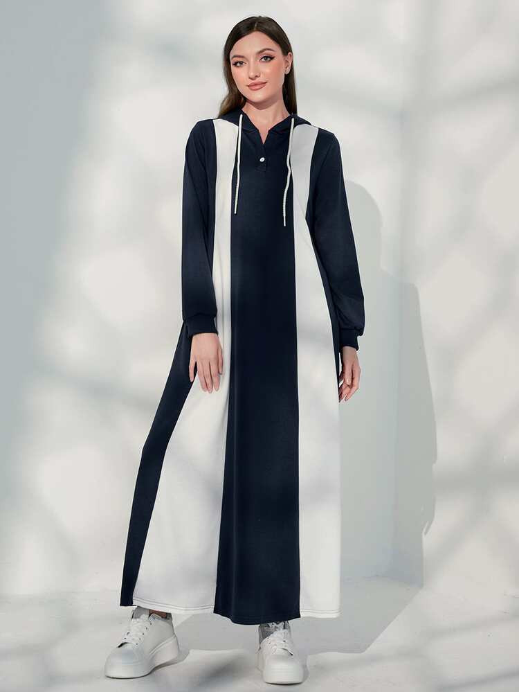 New
     
      Two Tone Drawstring Hoodie Dress | SHEIN