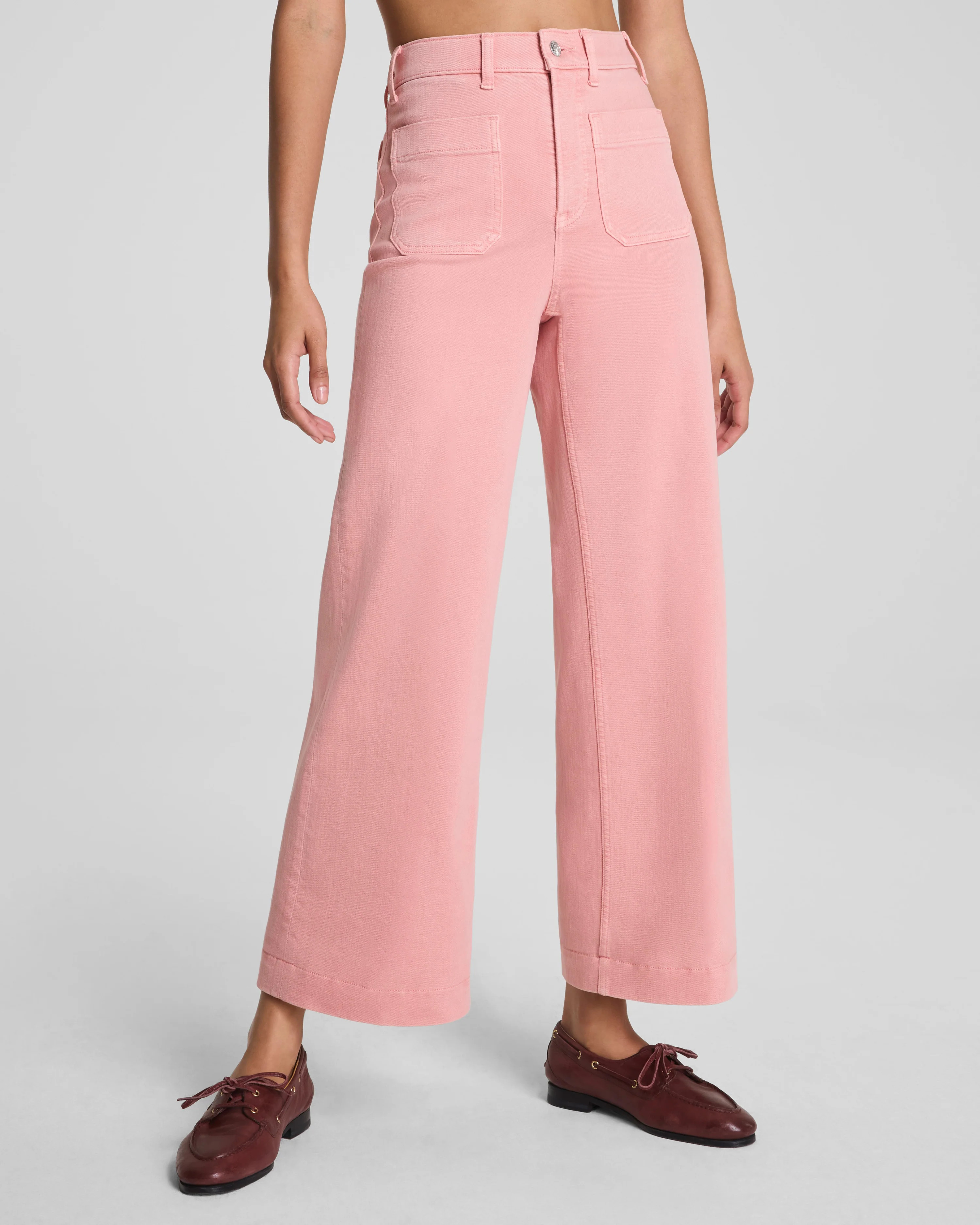 Cropped Wide Leg Jeans with Patch Pockets | Spanx