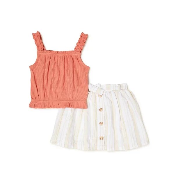Wonder Nation Baby and Toddler Girls Skirt Set, 2-Piece, Sizes 12M-5T - Walmart.com | Walmart (US)