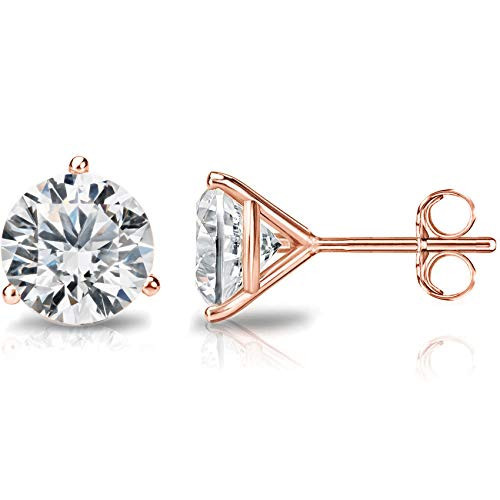 PAVOI 14K Rose Gold Plated Sterling Silver Cubic Zirconia Stud Earrings for Women Round 7.5mm | Amazon (US)