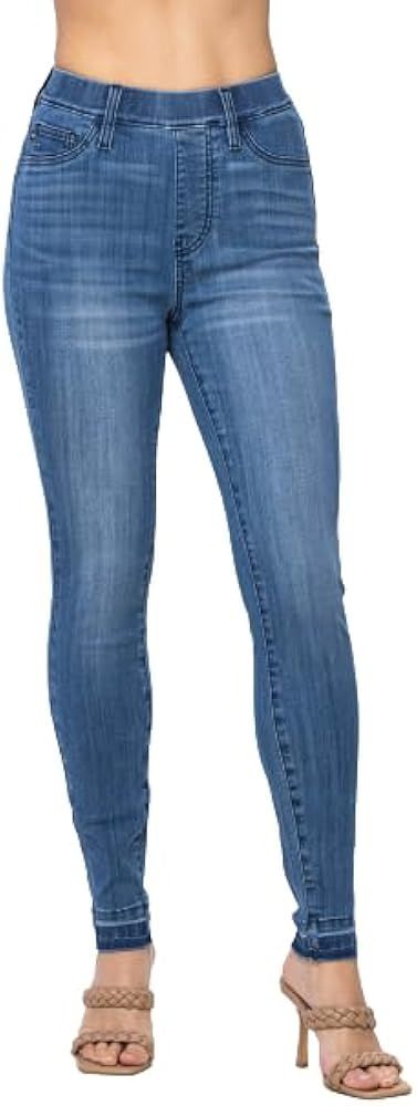 Judy Blue Women's High Waist Release Hem Pull On Skinny Jeans 88746 | Amazon (US)