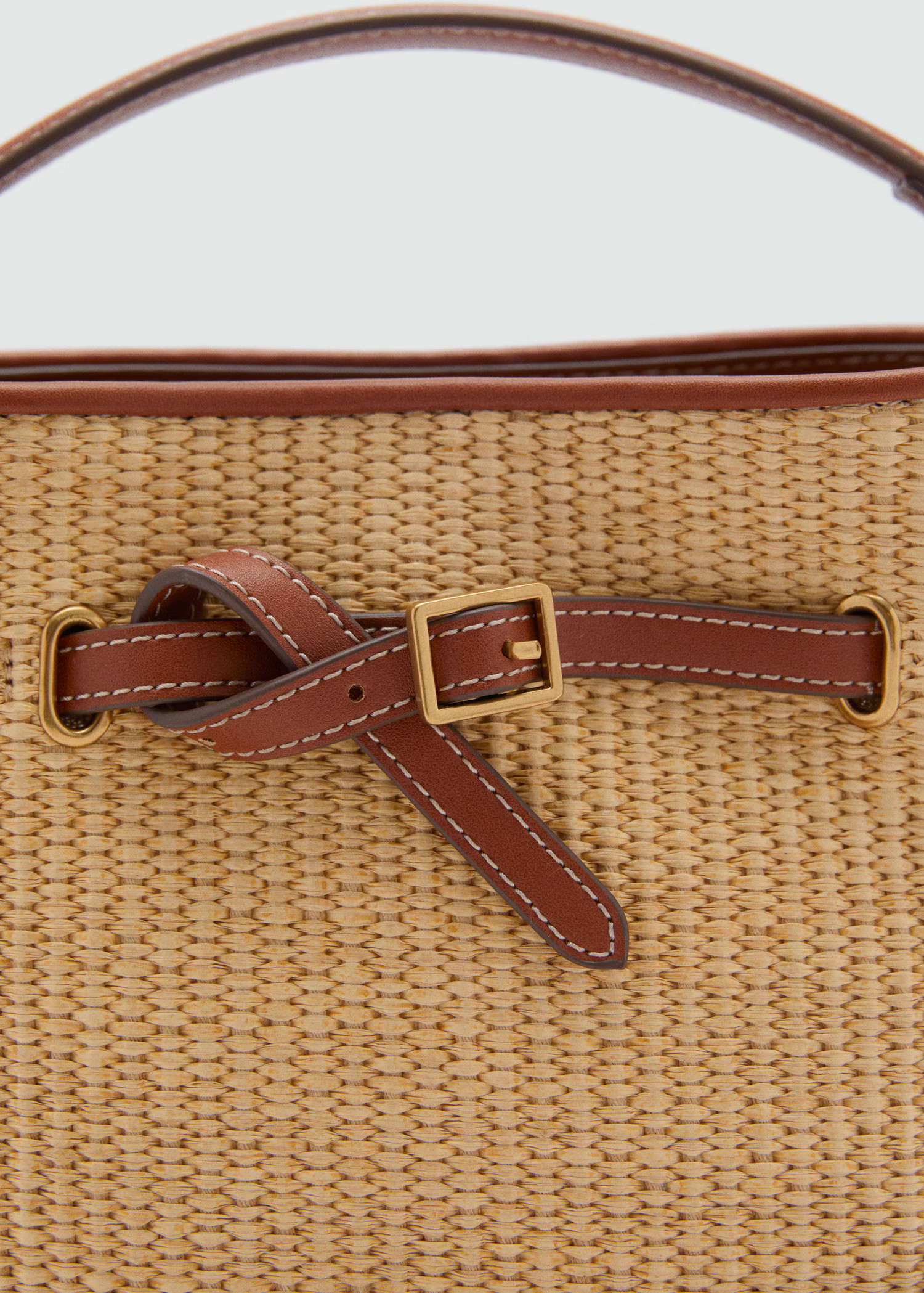 Raffia-effect bucket bag - Women | MANGO USA | Mango (US/MX/AU)