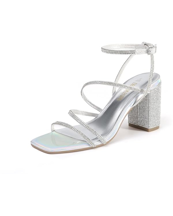 DREAM PAIRS Women's Heels Chunky Block Strappy Square Open Toe Ankle Buckle Heeled Sandals Weddin... | Amazon (US)