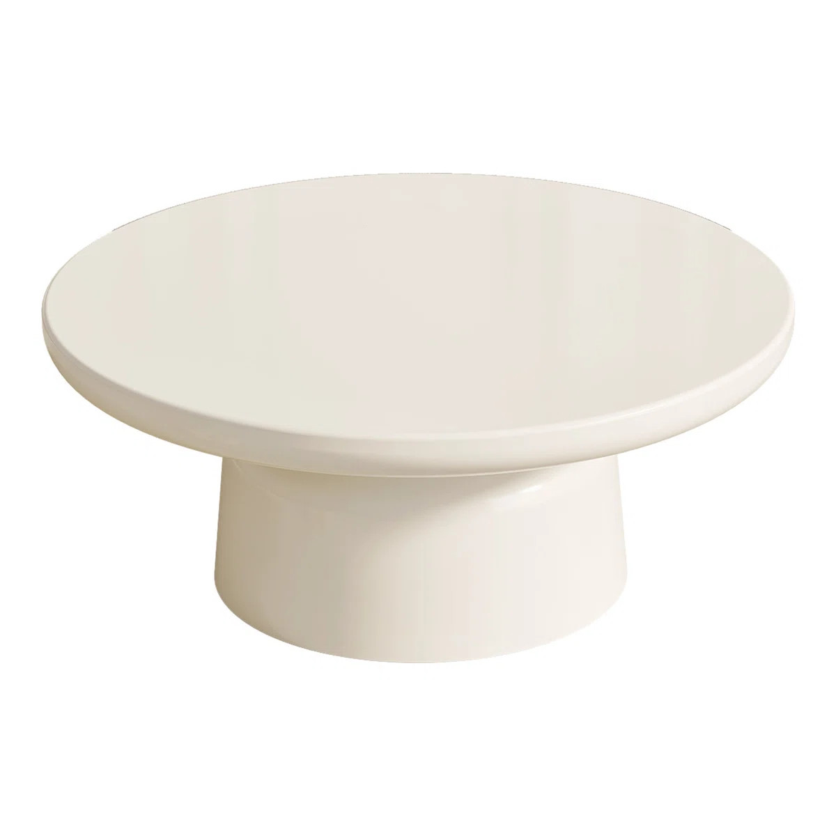 Abiral Cream White Round Coffee Table,Mid-Century Circular Tea Table | Wayfair North America