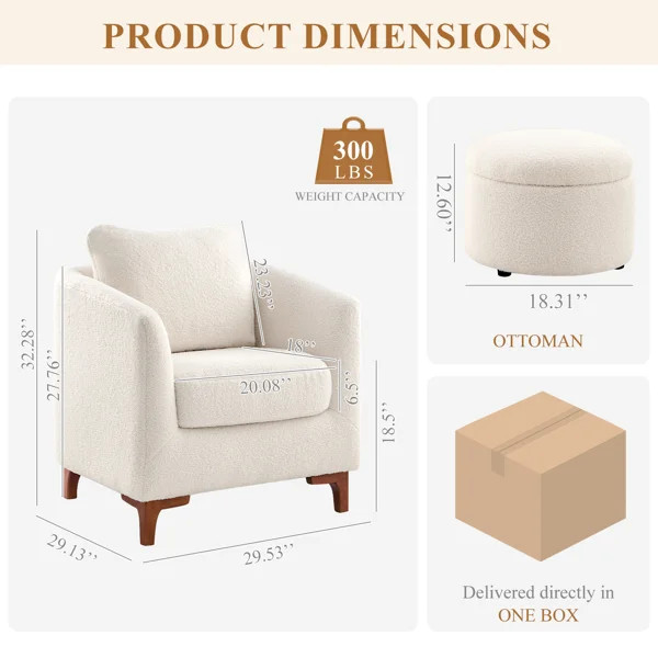 Amold Upholstered Barrel Chair with Storage Ottoman | Wayfair North America