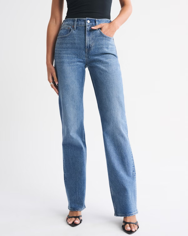 Women's High Rise 90s Relaxed Shiny Embellished Jean | Women's New Arrivals | Abercrombie.com | Abercrombie & Fitch (US)