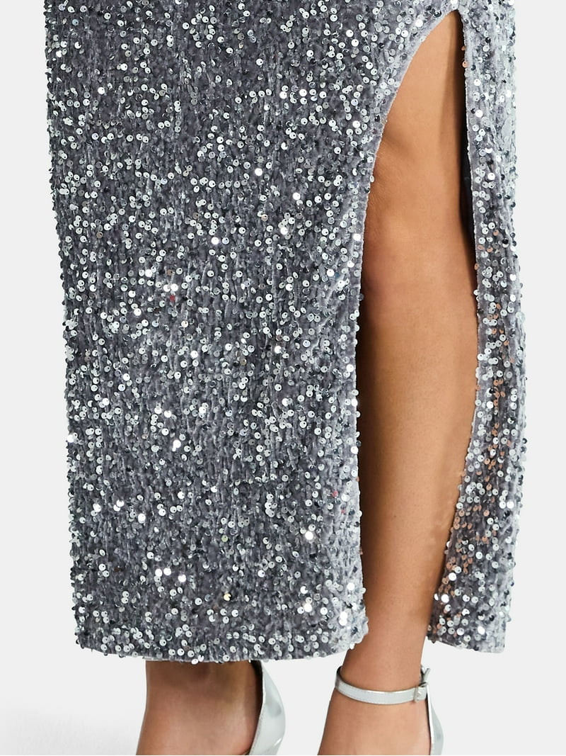 Madden NYC Women's Sequin Velour Maxi Skirt, Sizes XXS-XXL | Walmart (US)