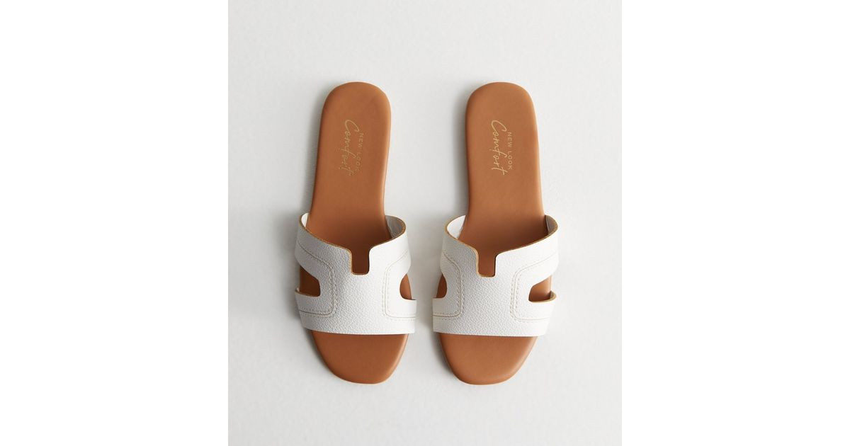 White Leather-Look Sliders | New Look | New Look (UK)