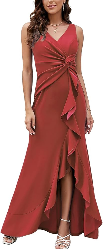 FQA Formal Evening Dresses for Women Elegant Evening Party Prom Dress Long Sexy V Neck Sleeveless... | Amazon (US)