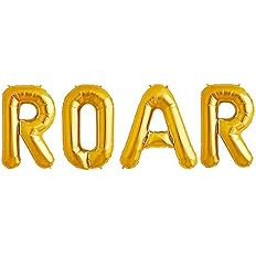 Tellpet Dinosaur Birthday Party Supplies Roar Letter Balloons, Gold | Amazon (US)