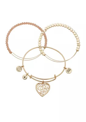 Alex and Ani Gold Tone Pink Beaded Bracelet Set | Belk