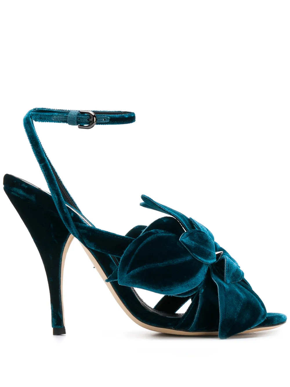 Marco De Vincenzo flower appliqué velvet sandals - Blue | Farfetch Global