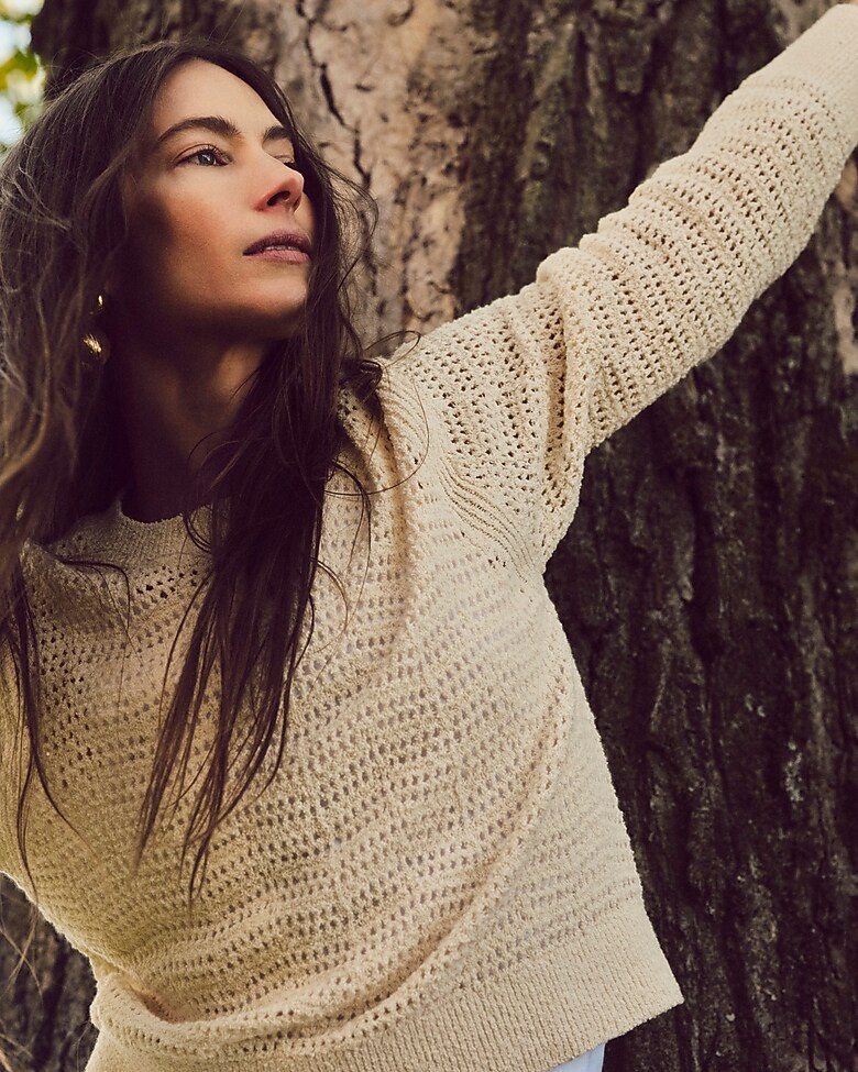 Pointelle crewneck sweater | J. Crew US