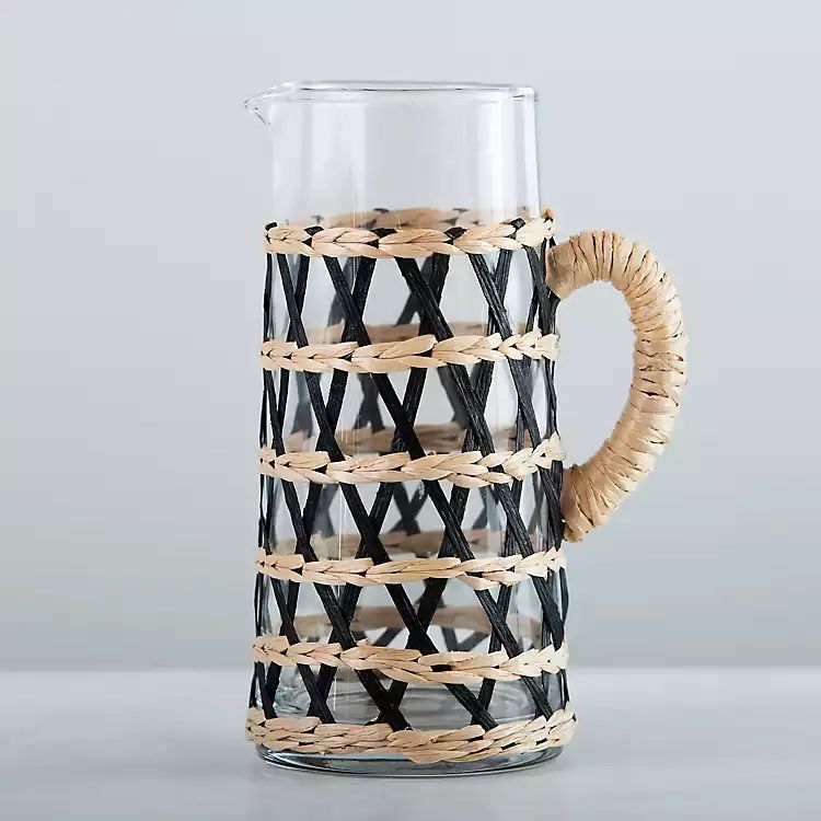 Black and Tan Seagrass Pitcher | Kirkland's Home