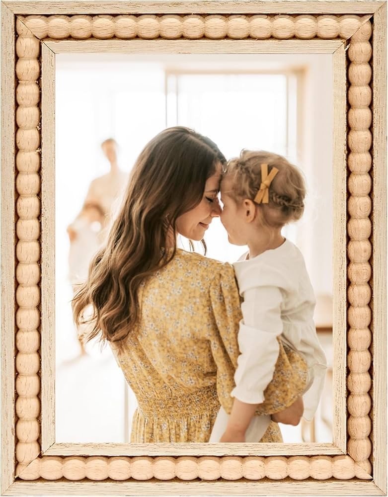 OMISHE Wood 5x7 Picture Frame with Decorative Beads for Wall Hanging or Tabletop, Boho Rustic Han... | Amazon (US)