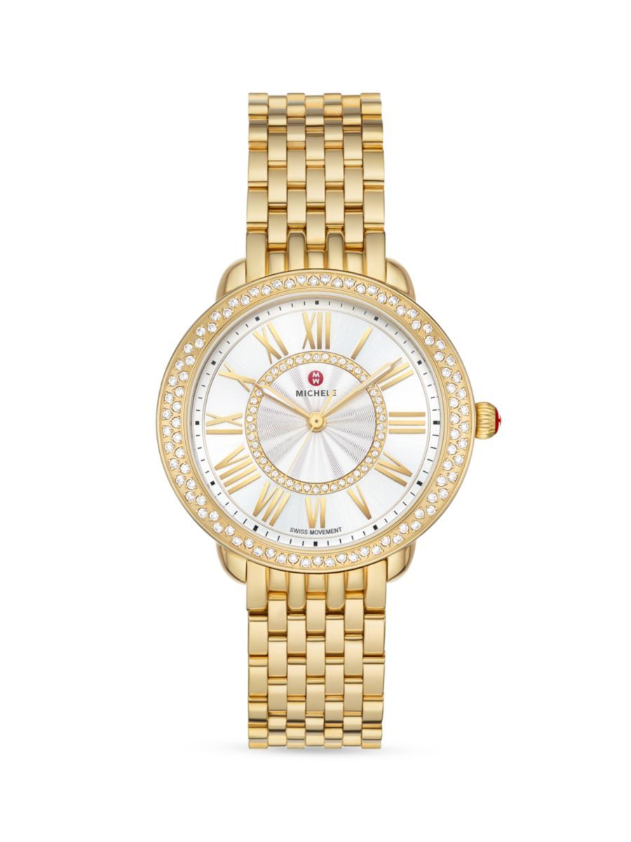 Serein Mid 18K-Gold-Plated Stainless Steel & Diamond Bracelet Watch | Saks Fifth Avenue