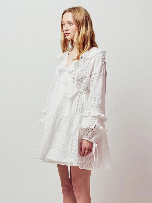 Eyelet Wrap Mini Dress_White | W Concept (US)