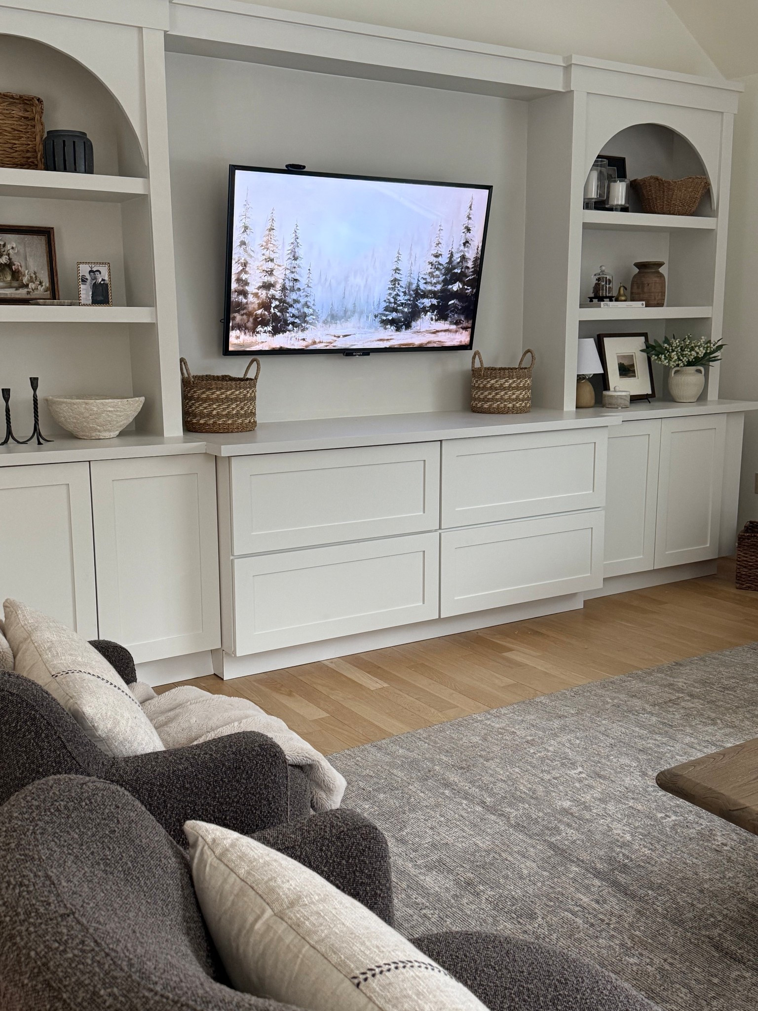  Built in styling. We bought these cabinets online and my husband installed them and built the shelves. Love how it turned out. We saved a lot of money!

#LTKHome