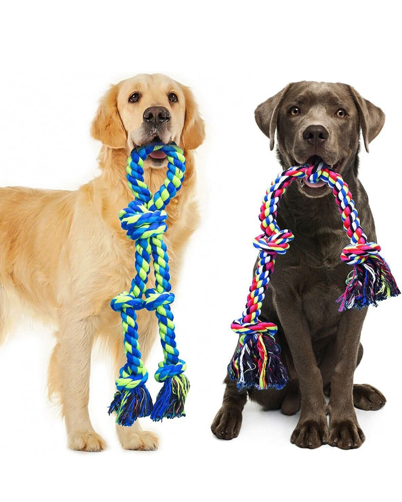 Feeko Dog Rope Toys for Large and Medium Aggressive Chewers, 2 Pack Heavy Duty Dog Rope Toy for Large Breed, Indestructible Dog Chew Toys, Tug of War Dog Toy, 100% Cotton Teeth Cleaning